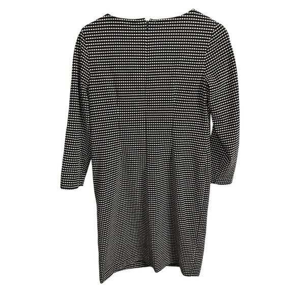Chico’s Size 00 (US 2) Mini Dot Shift Dress Black White 3/4 Sleeve Work Casual - Picture 2 of 11